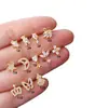 Pendientes de Tachuela Corona Estilo Pistola Mariposa de Varilla Fina de 0.8 mm con Colgantes Roscados de Estrella y Luna, Tachuelas de Cartílago de Zirconia, Accesorios de Oreja de Moda