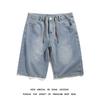 Shorts Jeans Masculino Verão Cadarço Retrô Cruzado Tamanho Grande Estilo Solto Bonito Calças Wide-Leg Calças Casuais para Usar por Cima