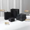 Caja de embalaje de cajón negro para joyería, anillos y pendientes, caja de papel, admite venta al por mayor en lotes pequeños en stock
