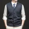 Suéter de Lana Puyuan Invierno 2026 para Hombre, Nuevo Suéter de Lana Pura con Cuello en V, Chaleco de Negocios para Hombre, Suéter de Punto para Hombre