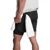 Pantalones cortos de running para hombre, doble capa, estilo dos piezas falsas, deportivos, fitness, transpirables, entrenamiento de baloncesto, pantalones de jogging americanos