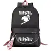 Mochila escolar USB de dibujos animados transfronteriza de cola de hadas para jóvenes de primaria y secundaria, mochila casual con cinta para hombres y mujeres