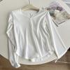 Camiseta de manga larga con cuello en V para mujer con botones de algodón roscados Otoño 2023 nueva camiseta interior adelgazante de corte entallado