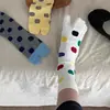 Calcetines Retro Japoneses de Lunares Grandes Coloridos con Dedos Divididos Otoño Nuevo Algodón Color Bloque Coreano Calcetines de Dos Dedos de Media Pantorrilla Sin Costuras
