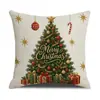 Papá Noel Muñeco de Nieve Cascanueces Árbol de Navidad Cojín de Sofá Nueva Funda de Almohada Navideña de Dibujos Animados Retro