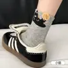Calcetines con Estampado de Dibujos Animados para Mujer, Nuevo Estilo Primavera y Verano, Absorbentes de Sudor, Transpirables, de Media Pantorrilla, Algodón, Amigables con la Piel, Cómodos, Calcetines Zhuji
