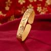 Pulsera Personalizada de Lluvia de Meteoros Escarchada, Pulsera Abierta de Estilo Chino con Escritura Antigua, Pulsera de Cielo Estrellado con Dragón y Fénix de Imitación Oro