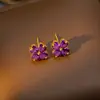 Colar de Trevo de Quatro Folhas Cravejado com Zircônia Popular Transfronteiriço, Conjunto de Joias para Mulheres de Moda de Nicho de Luxo Leve, Corrente para Clavícula e Brincos que Não Desbotam