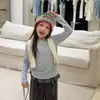 Nova camiseta de manga longa para primavera e outono para meninas, moderna e simples, top casual versátil para bebês meninas