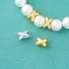 Prata Esterlina S925 Banhada a Ouro Diamante Zircônia Contas Porosas em Forma de X Material DIY Feito à Mão Pulseira Colar Acessórios Contas