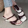 Sandálias Casuais Slip-On 2026 Novo Estilo com Laço Plataforma Salto Alto para Mulheres, Uso Externo de Verão, Chinelos Abertos com Bico Quadrado