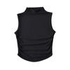 Chaleco sin Mangas de Cuello Medio Alto para Mujer Nicho Europeo y Americano Hotties Plisado Slim Cintura Alta Bajo Corto Top Crop Curvo