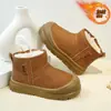 Botas de Nieve para Niños 2026 Invierno Nuevo Estilo Niñas Felpa Cálida Botines Cortos de Algodón Niños Impermeables Anti-Golpes Zapatos de Algodón