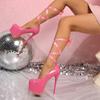 Zapatos de tacón alto nuevos de primavera europeos y americanos para mujer, tacones de aguja con bloques de color, zapatos sexys, plataformas impermeables, tacones súper altos, zapatos de mujer para discoteca, modernos