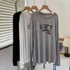26 Nuevas Camisetas de Verano con Estampado de Letras de Tencel de Manga Larga para Mujer, Sueltas, Finas, Transpirables, Cubre-Ropa, Estilo Perezoso, Camiseta para Aire Acondicionado