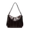 Bolsa Texturizada Vintage de Axila Feminina Outono e Inverno 2024 Nova Simples Versátil Bolsa Tote Grande Capacidade Bolsa de Ombro