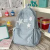 Mochila con parche de estrella a cuadros estilo japonés, mochila niche estilo coreano para estudiantes de secundaria, preparatoria y universidad, mochila dopamina