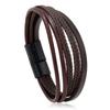 Pulseira de couro trançado simples retrô europeia e americana com fivela magnética, pulseira de couro da moda, fornecimento transfronteiriço