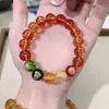 Pulseira de Cinco Vias do Deus da Riqueza para Mulheres Ano Novo do Zodíaco para Atrair Riqueza e Transferir Citrino Sintético Amarelo Cristal de Torre Pulseira Presente de Namorada para Mulheres