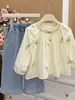 Nova Camisa de Boneca Bordada Outono Estilo Coreano de Algodão Puro para Meninas Camisa de Moda para Bebê Camisa Infantil Roupas Infantis da Moda