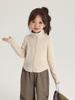 Momojia 2024 Nuevo Otoño e Invierno Tops para Niñas Moda Infantil Versátil Cuello Alto Medio Chaqueta Ajustada Terciopelo de Doble Cara
