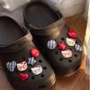 Encantos de Zapato de Botón Azules a Cuadros con Temática de Gatos Artísticos con Lindos Diseños de Estrella y Corazón, Decoraciones de Zapato Removibles