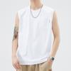 Roupas Masculinas Shanggu 2026 Verão Nova Camiseta Retrô Americana Cor Sólida Casual Solta Gola Redonda Versátil Colete para Homens