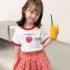 Camiseta de Algodão Puro Manga Curta Roupa Infantil Meninos e Meninas Tamanhos Pequeno e Médio Verão Nova Barraca Estilo Coreano Desenho Animado Manga Meia Moda Top