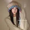Bonito Gorro de Peluche Color Crema Estilo Coreano para Mujer, Gorro de Invierno Adelgazante, Gorro Grueso de Punto Cálido para Proteger las Orejas