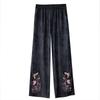 Pantalones Casuales Retro de Estilo Chino Nuevos de Verano, Pantalones de Pierna Recta con Bordado Chino, Corte Holgado, Pantalones de Pierna Ancha Bordados Adelgazantes para Mujer