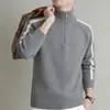Suéter Grueso para Hombre con Media Cremallera y Cuello Alto 2026 Otoño/Invierno Nuevo Cálido Capa Base de Punto Casual de Manga Larga para Hombre