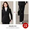 Traje azul marino cruzado para mujer, nuevo modelo de otoño, adecuado para entrevistas de servicio civil, atuendo de trabajo y vestimenta formal profesional para estudiantes universitarios