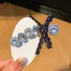 Laço de tecido poá com strass, presilha de cabelo oval quadrada, presilha lateral simples e estilosa, acessório de cabelo tipo pinça jacaré
