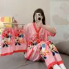 Kimono Nuevo Estilo al por Mayor Labubu Conjunto de Tres Piezas Pijamas Populares para Mujer Verano Comercio Exterior Transfronterizo Sudeste Asiático Ropa de Casa