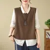 Colete Tricotado Feminino Primavera e Outono 2025 Novo Solto Camada Sobre Camada Xale Colete Top Tricô Feminino Verão