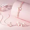 Gargantilla Original de Perla Madre Gato con Corona Floral Primavera y Verano para Mujer, Estilo Coreano, Fresca e Inspirada en el Bosque, Cadena de Clavícula de Flor de Oro Rosa, Plata Pura