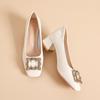 Zapatos de Salón para Mujer 2026 Nuevo Primavera Retro Francés Casual Tacón Grueso Zapatos para Mujer Punta Cuadrada Piel Suave Tacones Altos para Viajar al Trabajo