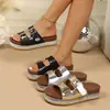 Sandalias de Playa Transfronterizas de Doble Hebilla Verano 2026 Talla Grande Comercio Exterior Suela de Cuerda de Cáñamo Estilo Étnico Sandalias sin Cierre en Stock