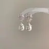 Pendientes de Perla de Circonita Super Brillantes Estilo Palacio Lujo Ligero Elegantes Personalidad Femenina Exquisitos Versátiles Moda Pendientes para Mujeres Viajeras