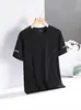 Nova Camiseta de Manga Curta de Seda de Gelo de Verão Masculina Fina Gola Redonda Solta Esportiva Casual Secagem Rápida Manga Curta Tops Masculinos