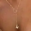 Europa y Estados Unidos transfronterizo hermoso 26 letras amor lazo collar cadena de clavícula de acero inoxidable joyería de regalo para fiesta de viaje mujeres