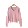 Ins estilo europeu e americano transfronteiriço 2026 nova moda elegante feminino atacado para o dia a dia gola V suéter versátil tricô simples