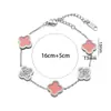 Pulsera de trébol de cuatro hojas de acero de titanio que no se desvanece con diamantes, pulsera de dijes de moda de oro rosa de 18 quilates, pulsera de cinco flores estilo europeo y americano