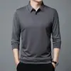 Camiseta con solapa falsa de dos piezas para hombre, camiseta interior de primavera y otoño 2023, nueva camiseta de manga larga con cuello de camisa para hombre