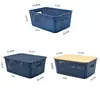 Cesta de Almacenamiento Amazon Cuadros Imitación Ratán Bambú Tapa Caja de Almacenamiento Almacenamiento Simple de Escritorio de Oficina Caja de Almacenamiento