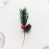 Adornos Navideños Transfronterizos de Agujas de Pino Artificiales, Bayas Rojas, Piñas, Accesorios para Corona Navideña DIY, Decoración para el Hogar en Fiestas