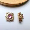 Cor de preservação de cobre banhado a ouro incrustado zircão quadrado espaçador contas núcleo de flor frisado diy jóias acessórios hand-made pulseira material