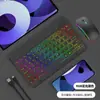 Teclado Bluetooth Retroiluminado Adecuado para iPad, Teléfonos Móviles, Tablets, Teclado y Ratón Inalámbricos Luminosos de Siete Colores