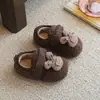 Zapatos peludos INS franceses 2026 Otoño/Invierno Nuevo Estilo Versión Coreana Lindo Dibujo Animado Conejito Peludo Más Terciopelo Zapatos de Algodón para Niñas