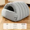 Cama personalizada para gato de invierno cálida semi-cerrada de seguridad para mascotas cama para dormir para gato de cuero de espacio grande engrosado bolsa de dormir para gato